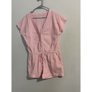 Vineyard Vines Pink Seersucker Romper Women's Size Small Striped 4" Inseam Beach